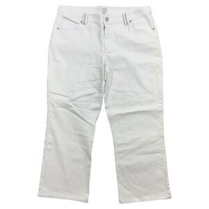 Cache Capri Jeans Women's 12 White Novelty Denim Zip Fly Casual Outdoor Retro